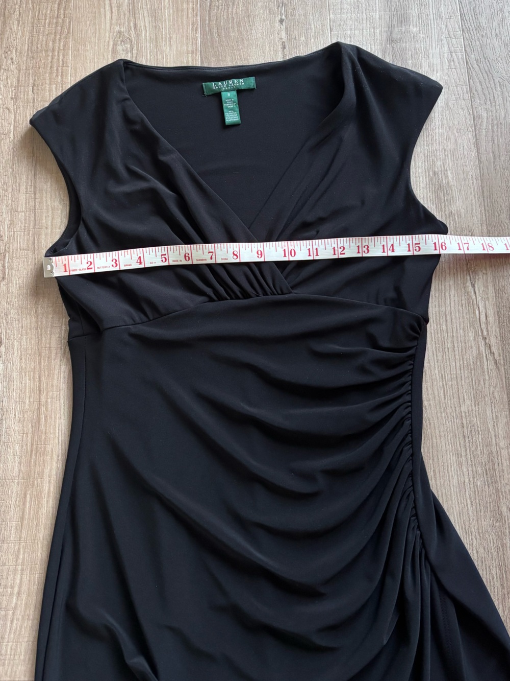 Ralph Lauren V-Neck Sleevless Drapey Dress in Black - Picture 6 of 6